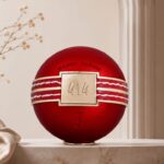 Waseem Akram 414 personalized premium decorative cricket ball with custom name tag design in red and gold finish, available.