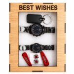 Best Wishes Couple Gift Set with Matching Watches, Keychain, Earrings, Hair Clips and Wooden Gift Box